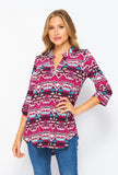 GABBY-9030   Gabby Hot Pink & Turquoise Aztec Top