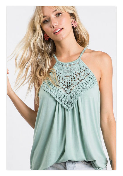 Mia Halter Top Crochet Halter Collared Lace-up Top Pattern 
