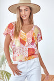 10192   Marilyn Pink Patchwork Blouse - Plus Only!