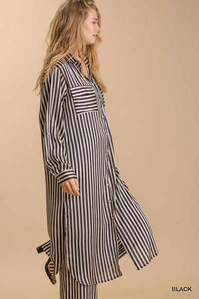 Lauryn Striped Button Down Dress/Kimono - Reg Only!
