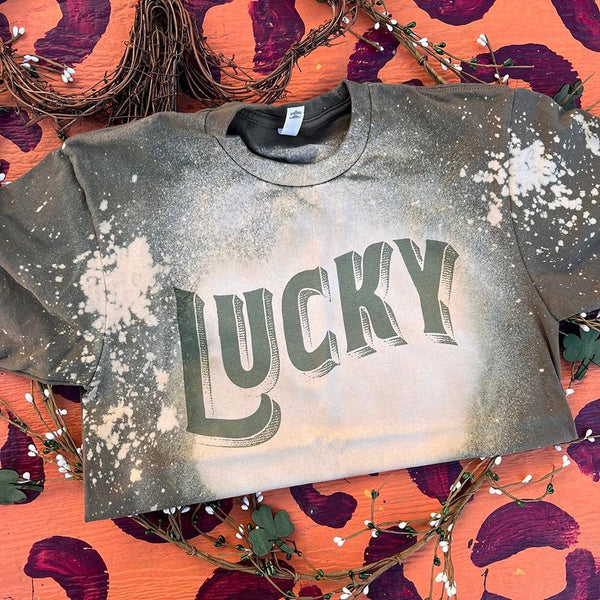 18909   Amee Lucky Bleached Graphic T-Shirt