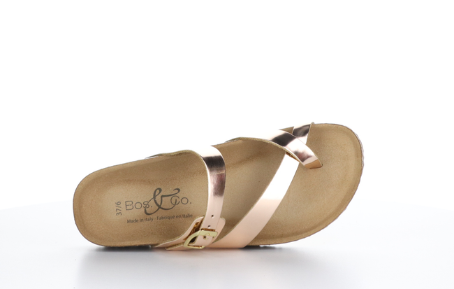 6002122   Parr Rose Gold Mirror Sandals by Bos & Co