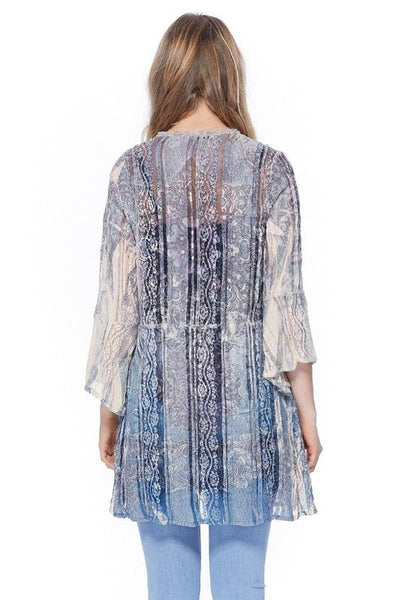4154   Harper Long Lace Sublimated Duster