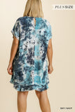 6155   Aly Linen Blend Tie Dye Dress w/ Keyhole - Reg & Plus!