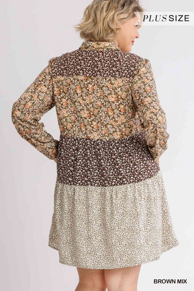 6819   Corliss Ann Mixed Print Button-Down Tunic/Dress - Reg & Plus!