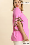 Wendy Cotton Gauze Layered Animal Print Ruffle Sleeve Top - Reg & Plus!
