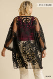 1136   ReeAnn Floral Lace Kimono w/ Waist Tie - Reg & Plus