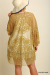 1136   ReeAnn Floral Lace Kimono w/ Waist Tie - Reg & Plus
