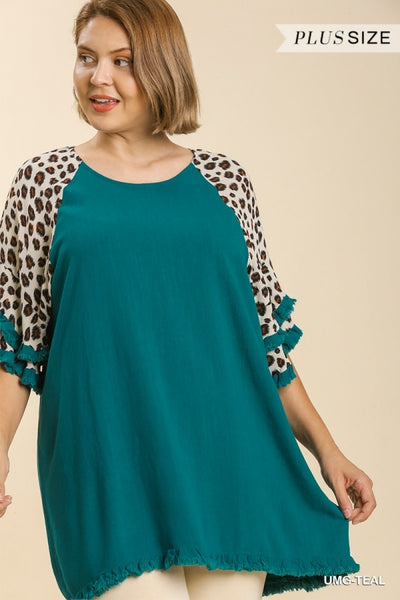 Nancy Linen Blend Layered Bell Sleeve Top  - Plus Only!