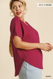 5454   Daryna Button Front Ribbed Top - Reg. & Plus Sizes!